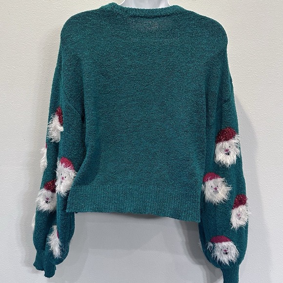 Fuzzy Santa Heads Ugly Christmas Sweater - Picture 2 of 9